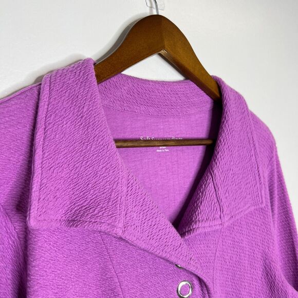 Soft Surroundings Purple Wide Collar Long Sleeve Shirt Size Small Women’s - Picture 3 of 12